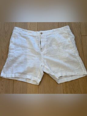 Michael Strahan Collection 100% Linen Shorts White XL 7” Inseam NWT